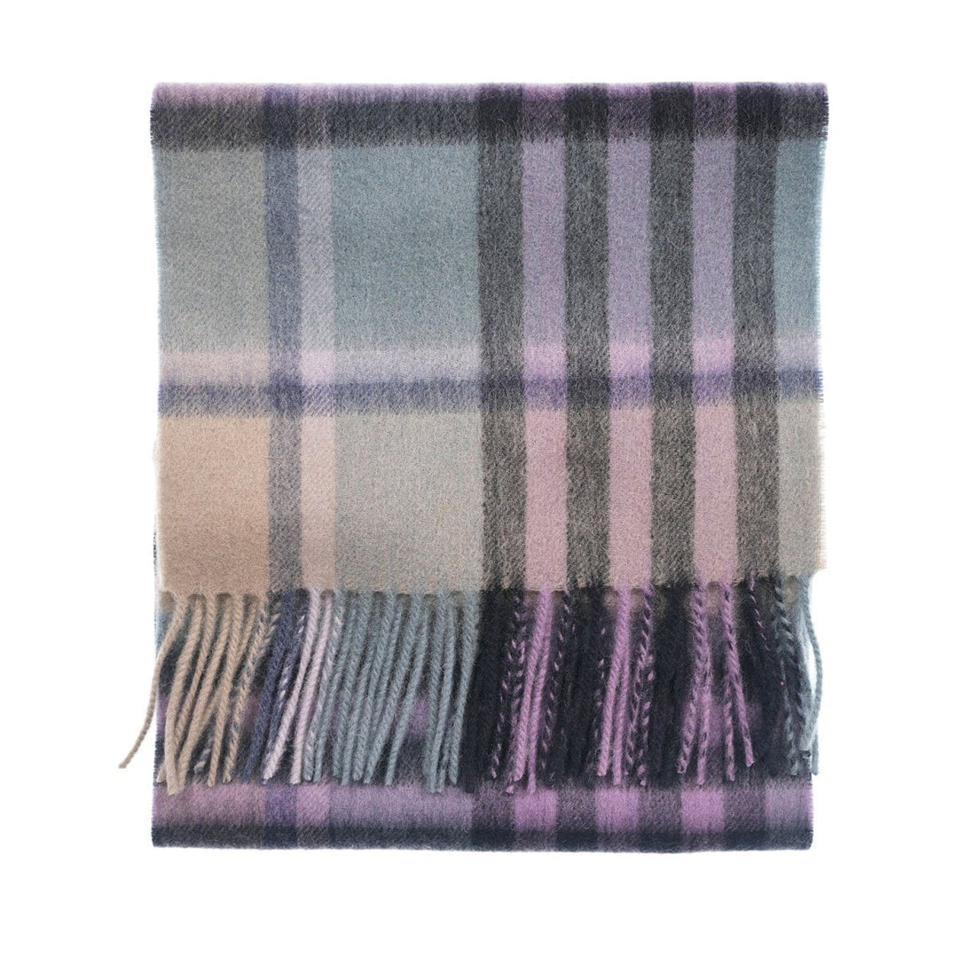 Edinburgh 100% Lambswool Scarf – Premium Soft Wool Wrap - CHEQUER TARTAN PURPLE