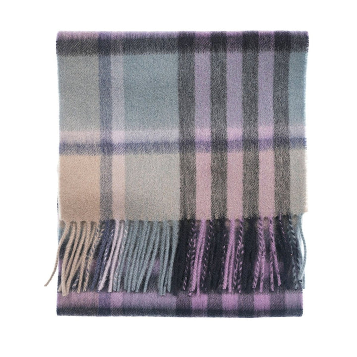 Edinburgh 100% Lambswool Scarf – Premium Soft Wool Wrap - CHEQUER TARTAN PURPLE