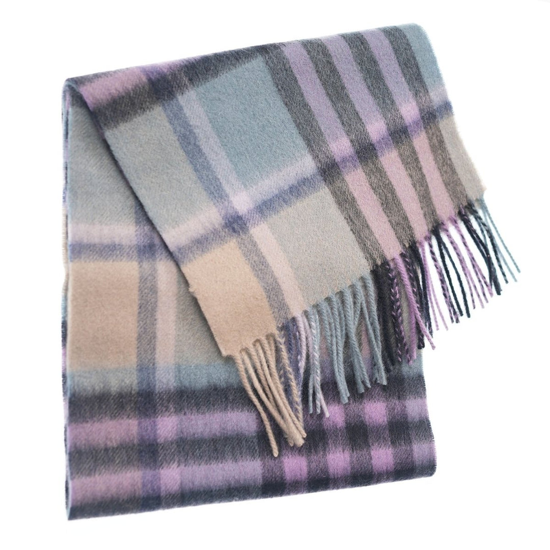 Edinburgh 100% Lambswool Scarf – Premium Soft Wool Wrap - CHEQUER TARTAN PURPLE