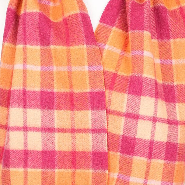 Edinburgh 100% Lambswool Scarf – Premium Soft Wool Wrap - CRAGG CHECK GINGER