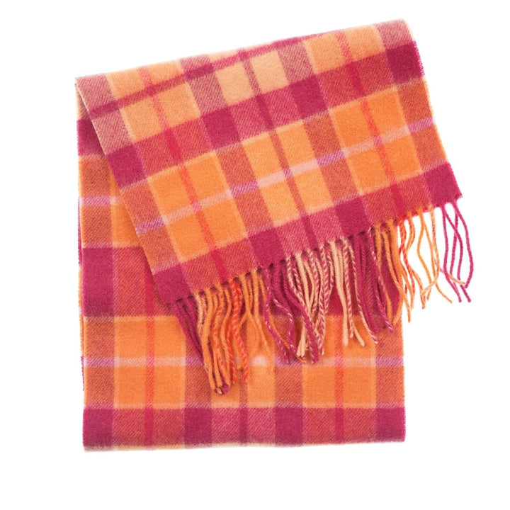 Edinburgh 100% Lambswool Scarf – Premium Soft Wool Wrap - CRAGG CHECK GINGER