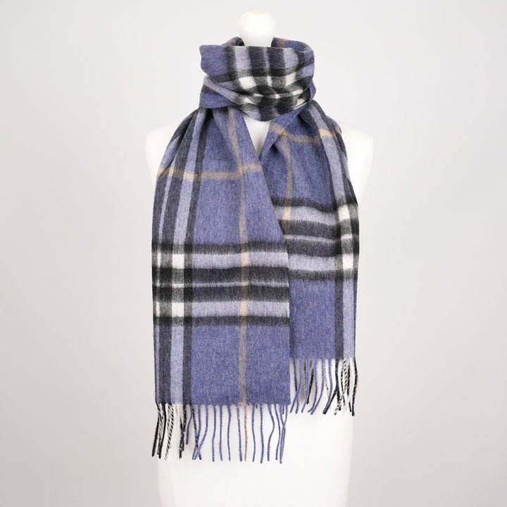 Edinburgh 100% Lambswool Scarf – Premium Soft Wool Wrap - ENLARGED OFF CTR SCOTTY THOM DENIM