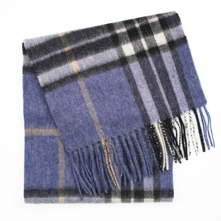 Edinburgh 100% Lambswool Scarf – Premium Soft Wool Wrap - ENLARGED OFF CTR SCOTTY THOM DENIM