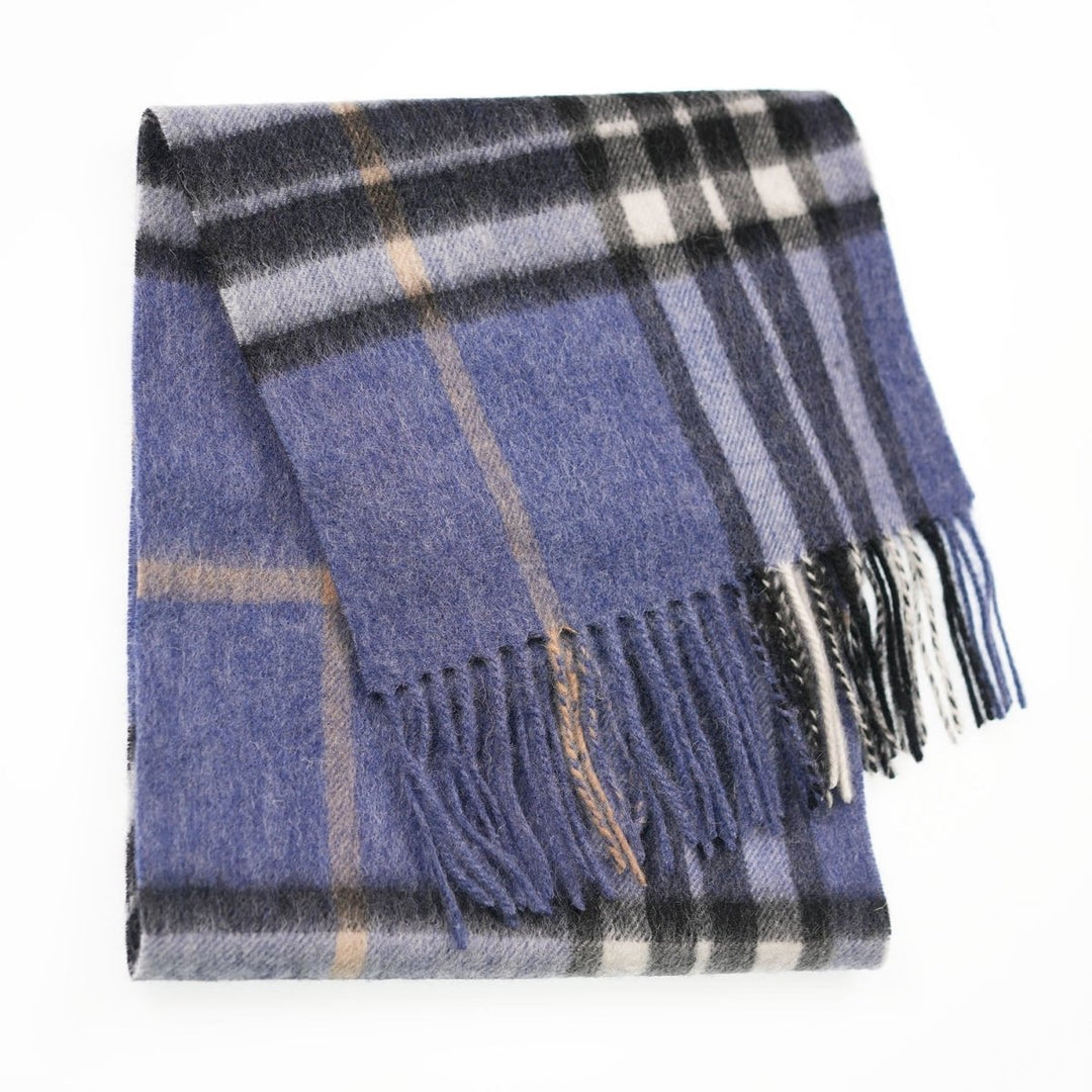 Edinburgh 100% Lambswool Scarf – Premium Soft Wool Wrap - ENLARGED OFF CTR SCOTTY THOM DENIM