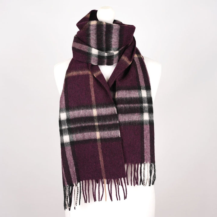 Edinburgh 100% Lambswool Scarf  Enlarged Off Ctr Scotty Thom Cabernet