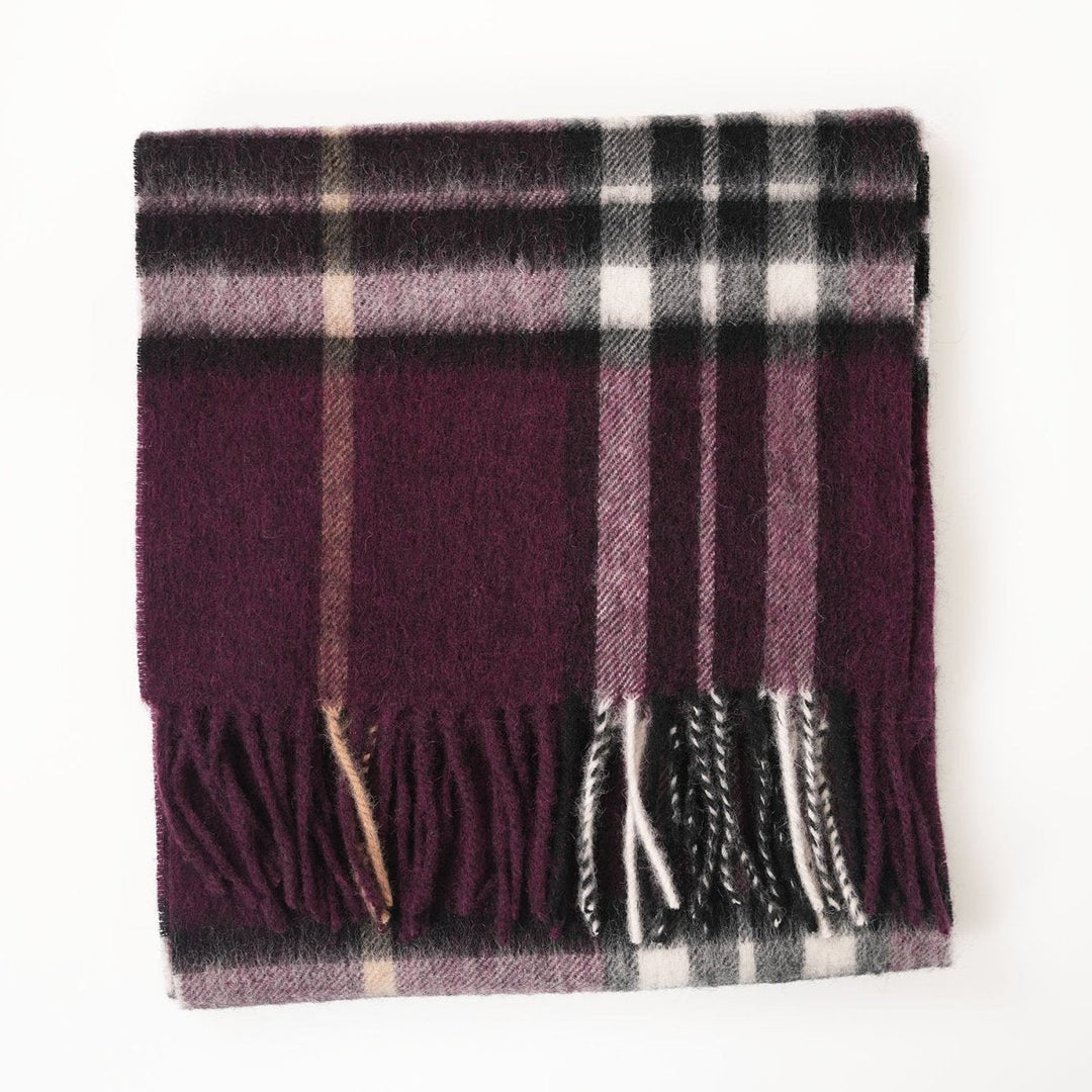 Edinburgh 100% Lambswool Scarf  Enlarged Off Ctr Scotty Thom Cabernet