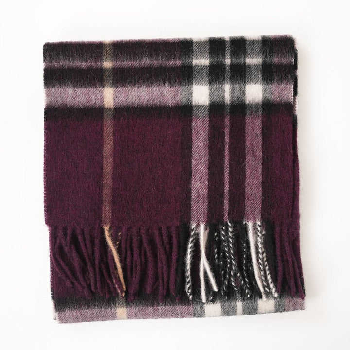 Edinburgh 100% Lambswool Scarf  Enlarged Off Ctr Scotty Thom Cabernet