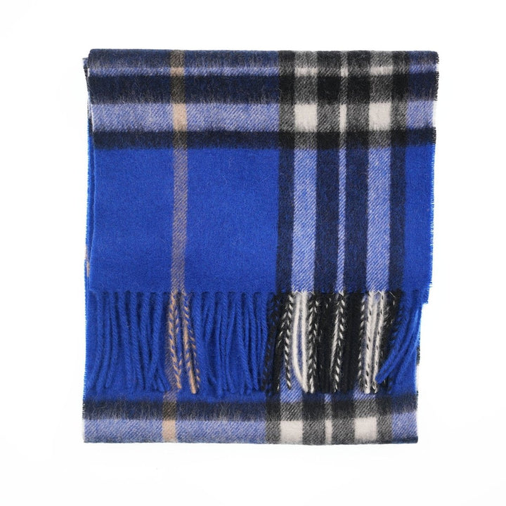 Edinburgh 100% Lambswool Scarf – Premium Soft Wool Wrap - ENLARGED OFF CTR SCOTTY THOM ULTRAMARINE