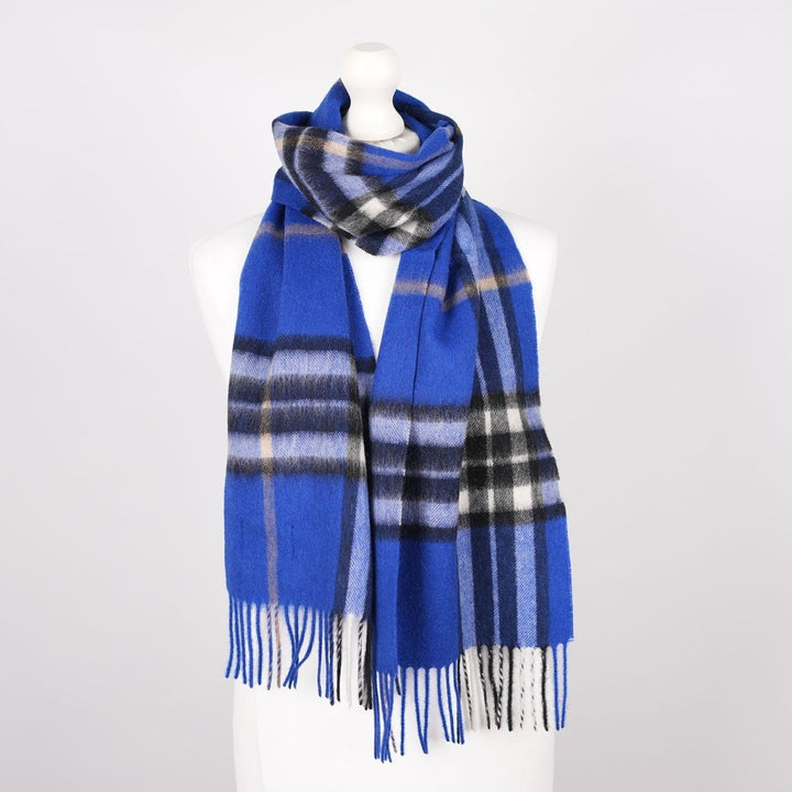 Edinburgh 100% Lambswool Scarf – Premium Soft Wool Wrap - ENLARGED OFF CTR SCOTTY THOM ULTRAMARINE