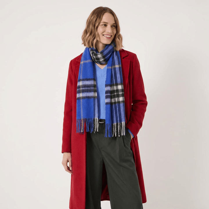 Edinburgh 100% Lambswool Scarf – Premium Soft Wool Wrap - ENLARGED OFF CTR SCOTTY THOM ULTRAMARINE