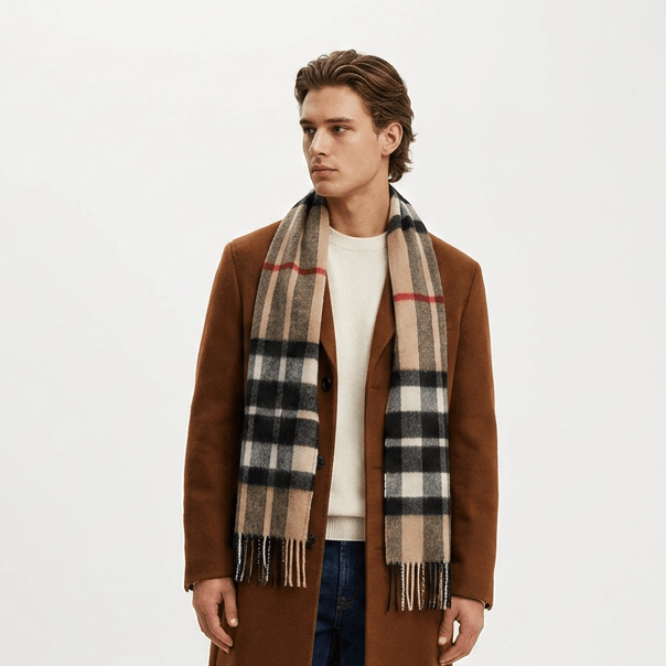 Edinburgh 100% Lambswool Scarf – Premium Soft Wool Wrap - EXPLODED SCOTTY THOMSON CAMEL