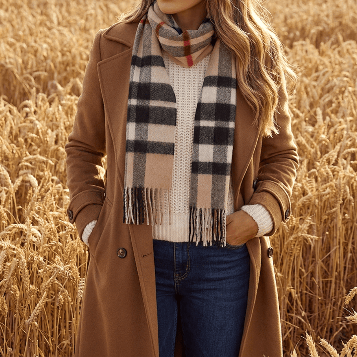 Edinburgh 100% Lambswool Scarf – Premium Soft Wool Wrap - EXPLODED SCOTTY THOMSON CAMEL