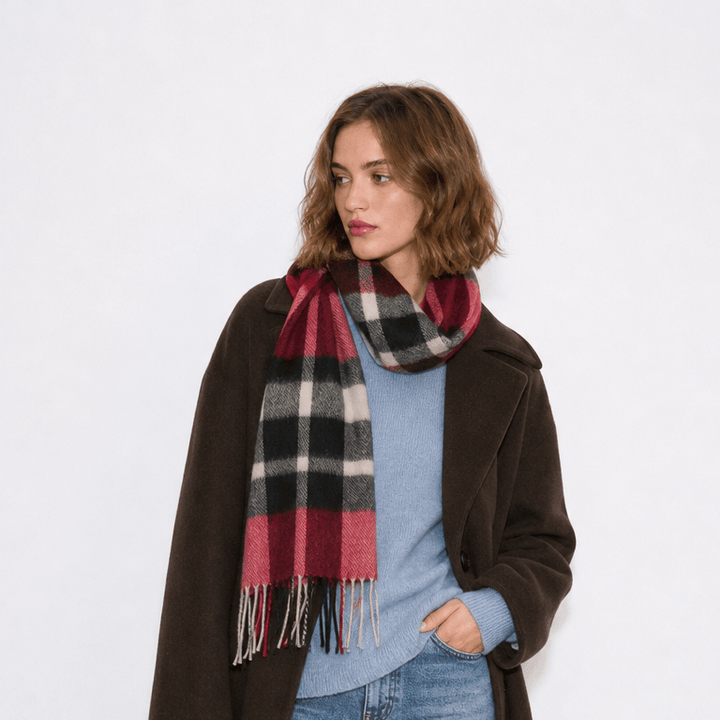 Edinburgh 100% Lambswool Scarf – Premium Soft Wool Wrap - EXPLODED SCOTTY THOMSON RED