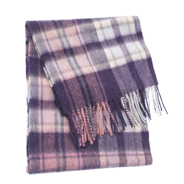 Edinburgh 100% Lambswool Scarf – Premium Soft Wool Wrap - HENOLD - BLACKBERRY/BLUE/CAMELLIA