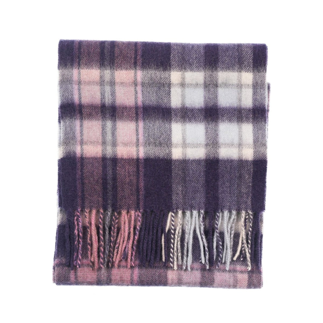 Edinburgh 100% Lambswool Scarf – Premium Soft Wool Wrap - HENOLD - BLACKBERRY/BLUE/CAMELLIA