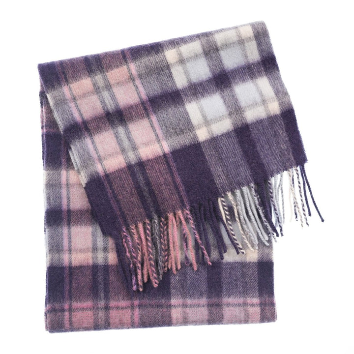Edinburgh 100% Lambswool Scarf – Premium Soft Wool Wrap - HENOLD - BLACKBERRY/BLUE/CAMELLIA