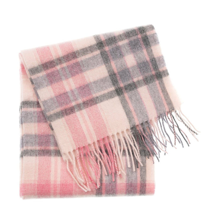 Edinburgh 100% Lambswool Scarf – Premium Soft Wool Wrap - HENOLD - LT PINK/DERBY GREY