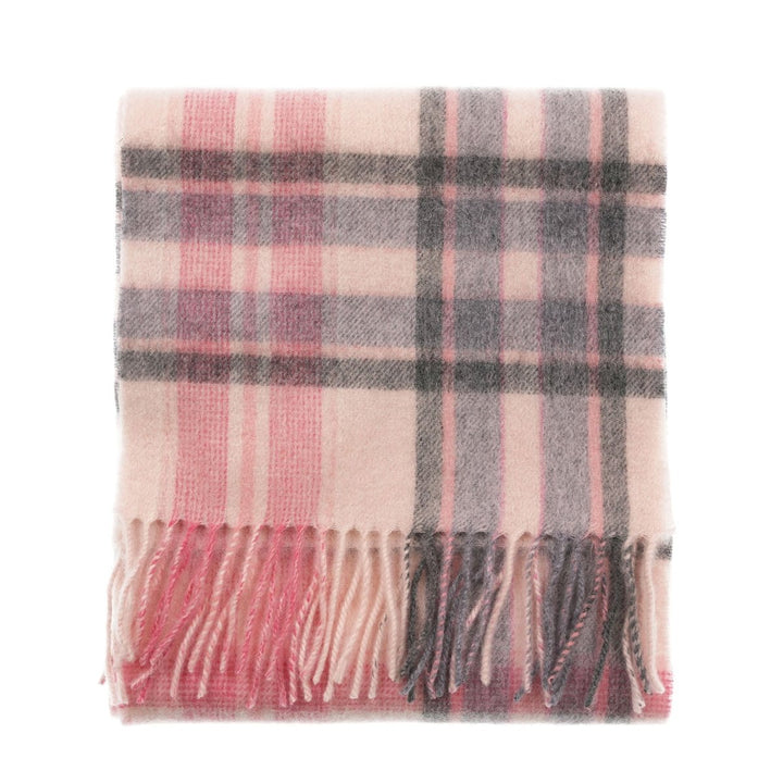 Edinburgh 100% Lambswool Scarf – Premium Soft Wool Wrap - HENOLD - LT PINK/DERBY GREY