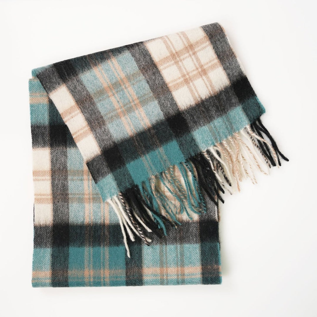 Edinburgh 100% Lambswool Scarf – Premium Soft Wool Wrap - MACDONALD GREEN MIX