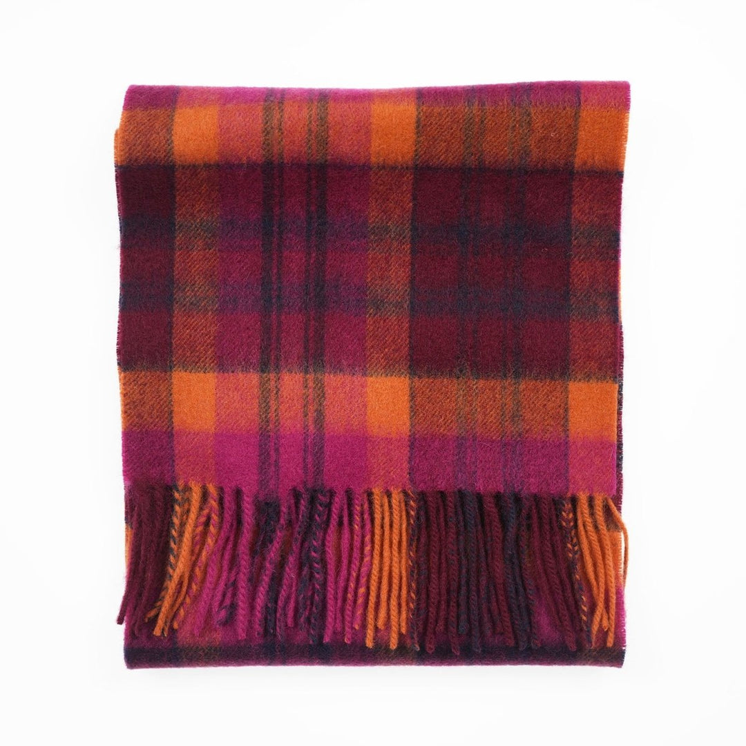 Edinburgh 100% Lambswool Scarf – Premium Soft Wool Wrap - MACDONALD ORANGE MIX