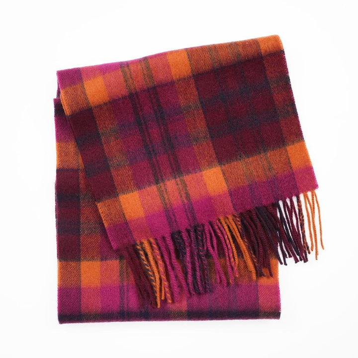 Edinburgh 100% Lambswool Scarf – Premium Soft Wool Wrap - MACDONALD ORANGE MIX