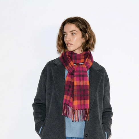 Edinburgh 100% Lambswool Scarf – Premium Soft Wool Wrap - MACDONALD ORANGE MIX