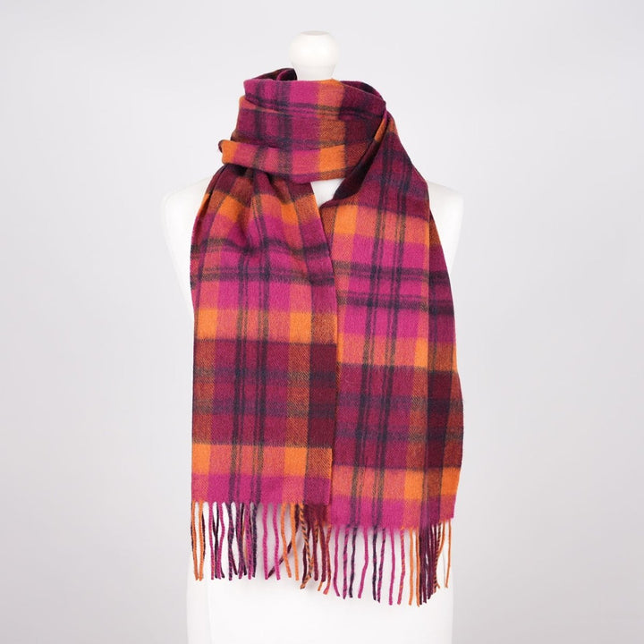 Edinburgh 100% Lambswool Scarf – Premium Soft Wool Wrap - MACDONALD ORANGE MIX