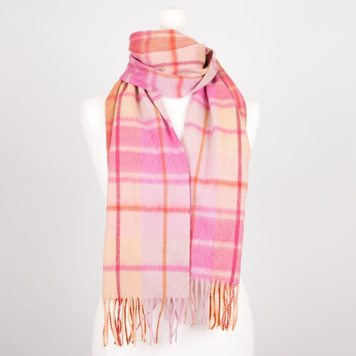 Edinburgh 100% Lambswool Scarf – Premium Soft Wool Wrap - MILL CHECK GINGER