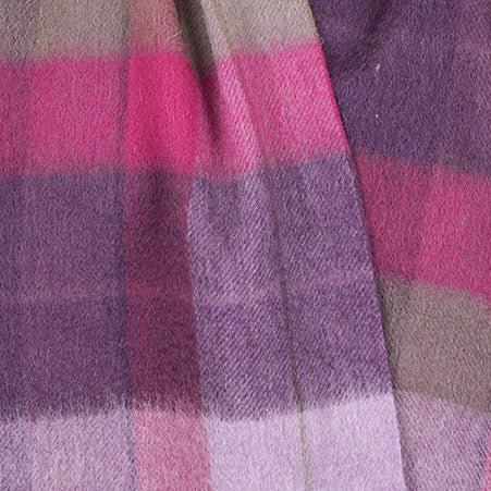 Edinburgh 100% Lambswool Scarf – Premium Soft Wool Wrap - MIXED CHECK - HEATHER/PINK