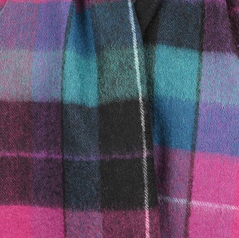 Edinburgh 100% Lambswool Scarf – Premium Soft Wool Wrap - MIXED CHECK - MAGENTA/BLACK