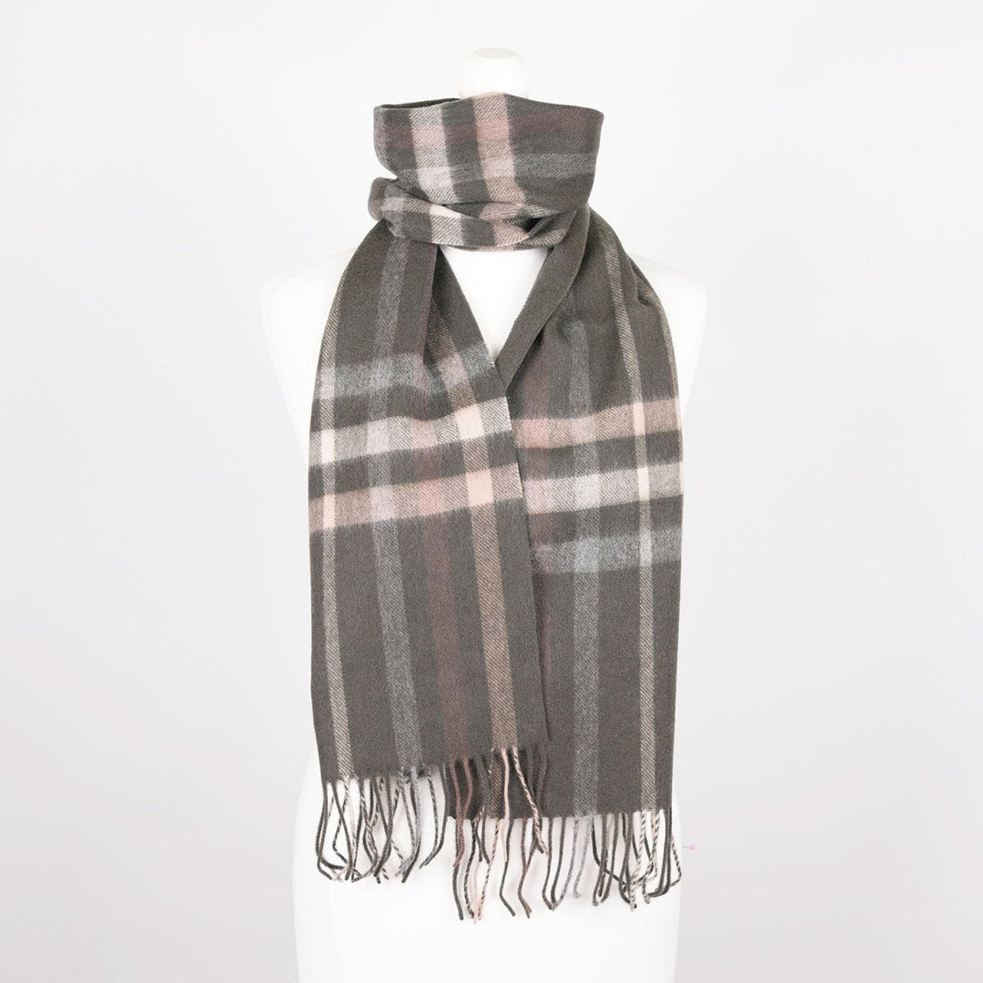 Edinburgh 100% Lambswool Scarf – Premium Soft Wool Wrap - OVERSIZED CHECK TAUPE