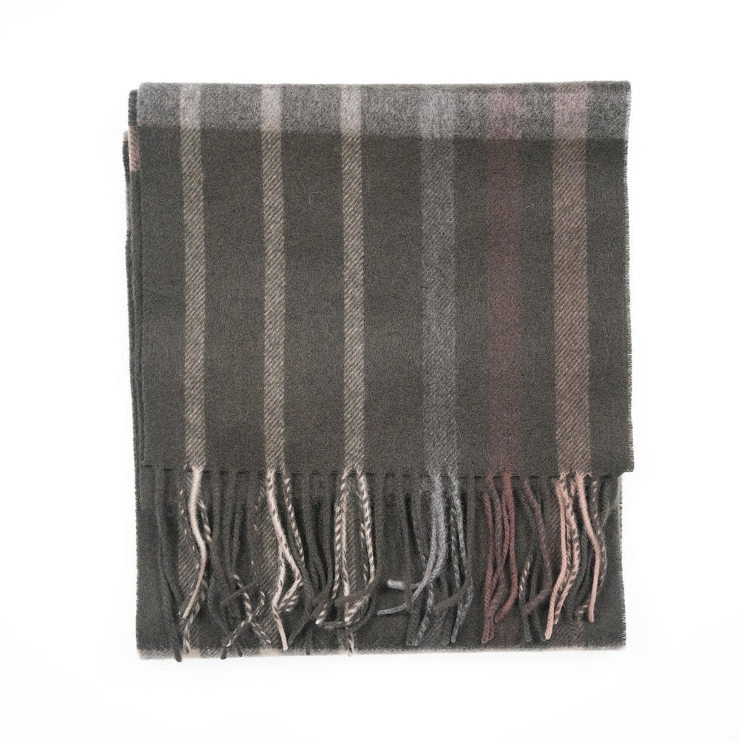 Edinburgh 100% Lambswool Scarf – Premium Soft Wool Wrap - OVERSIZED CHECK TAUPE