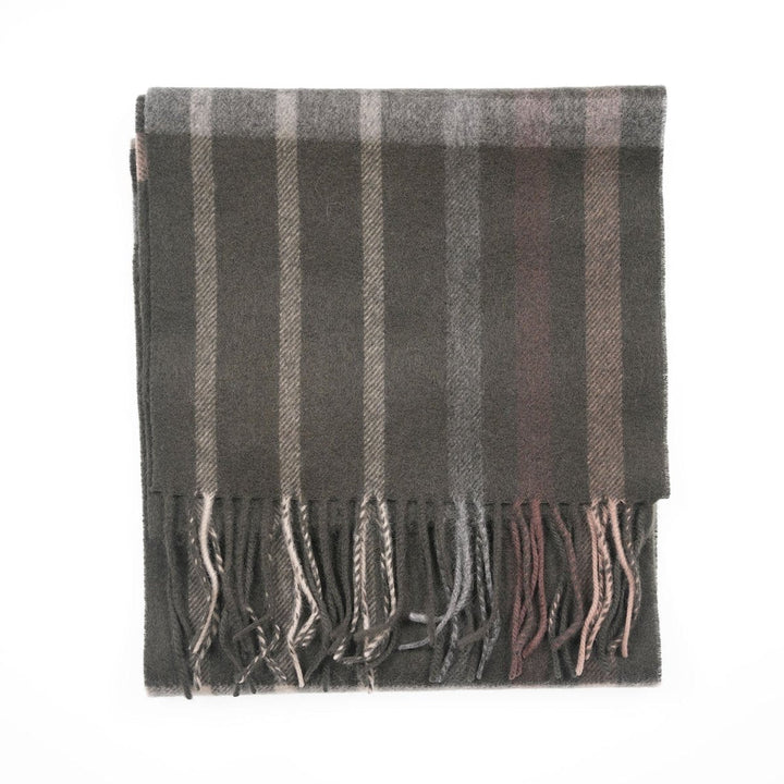 Edinburgh 100% Lambswool Scarf – Premium Soft Wool Wrap - OVERSIZED CHECK TAUPE