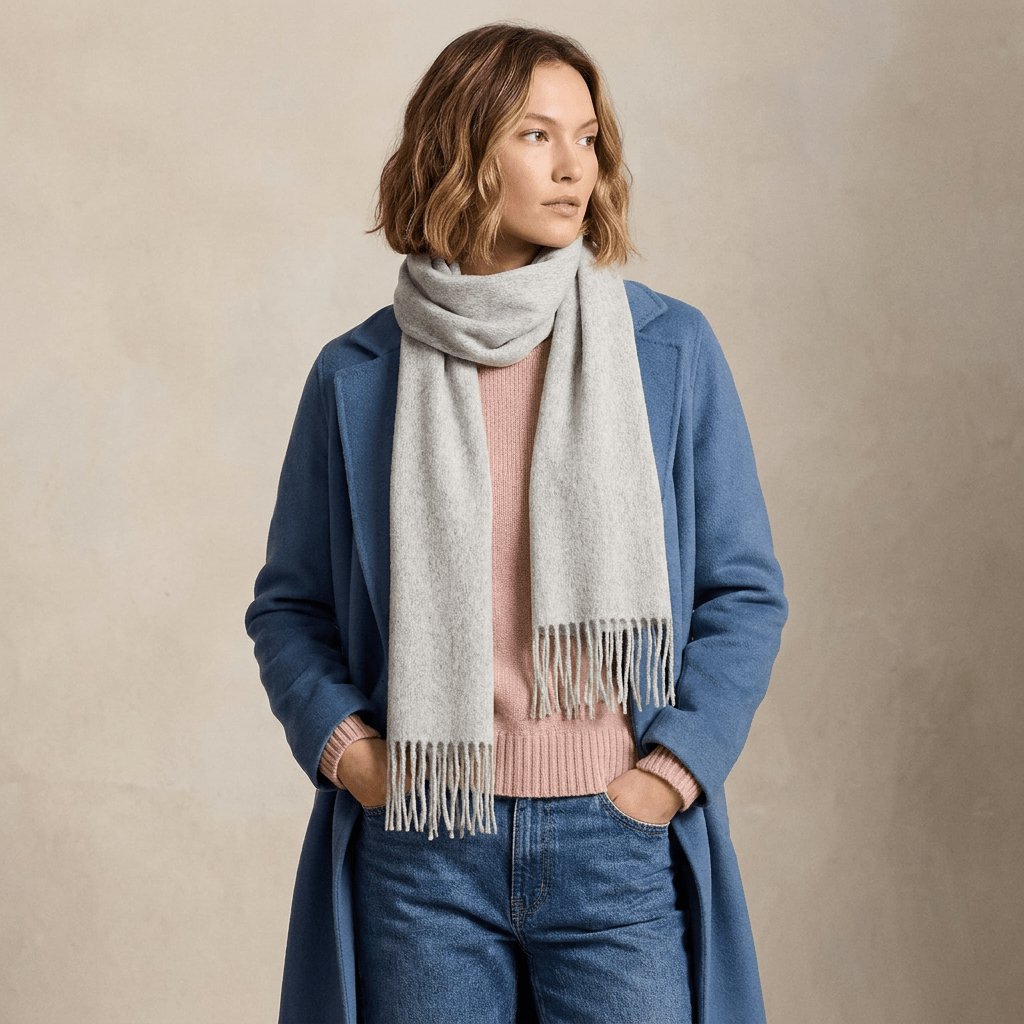 Edinburgh 100% Lambswool Scarf – Premium Soft Wool Wrap - OYSTER GREY