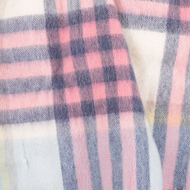 Edinburgh 100% Lambswool Scarf – Premium Soft Wool Wrap - CHEQUER TARTAN - PASTEL PINK