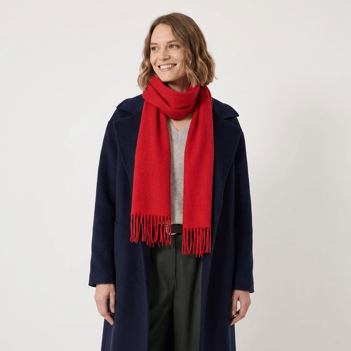 Edinburgh 100% Lambswool Scarf – Premium Soft Wool Wrap - RED ROUGE