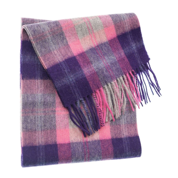 Edinburgh 100% Lambswool Scarf – Premium Soft Wool Wrap - BAIRD CHECK FUSCHIA