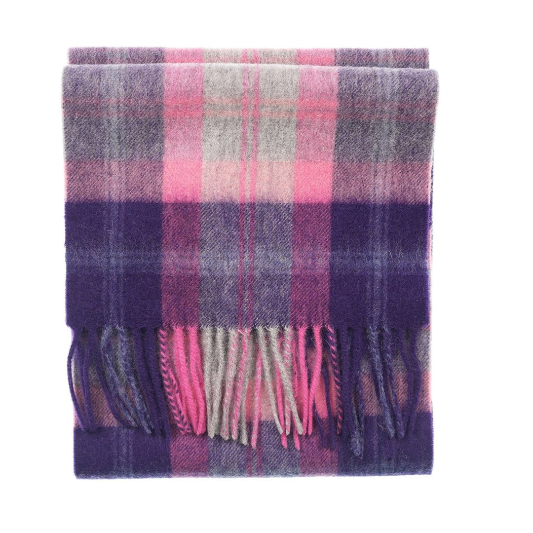 Edinburgh 100% Lambswool Scarf – Premium Soft Wool Wrap - BAIRD CHECK FUSCHIA