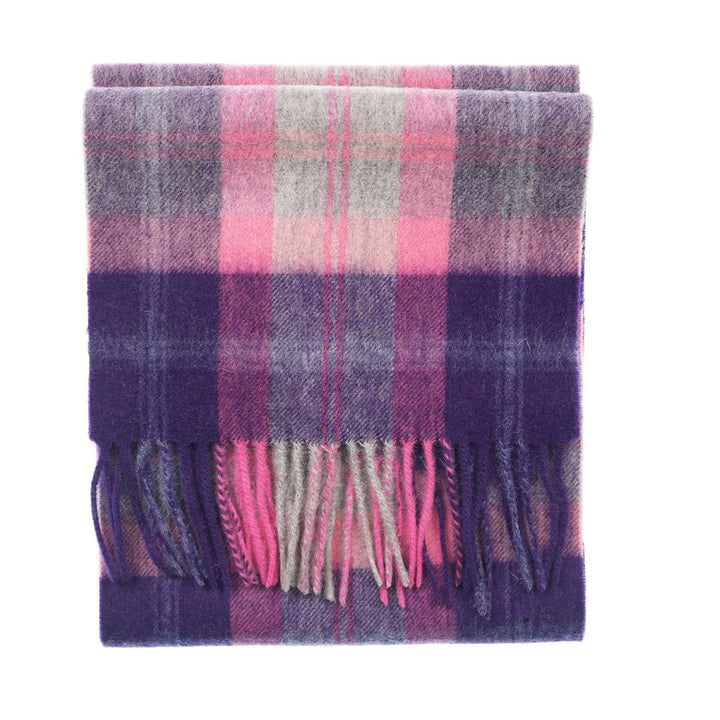 Edinburgh 100% Lambswool Scarf – Premium Soft Wool Wrap - BAIRD CHECK FUSCHIA