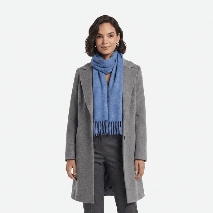Edinburgh 100% Lambswool Scarf – Premium Soft Wool Wrap - SOFT DENIM