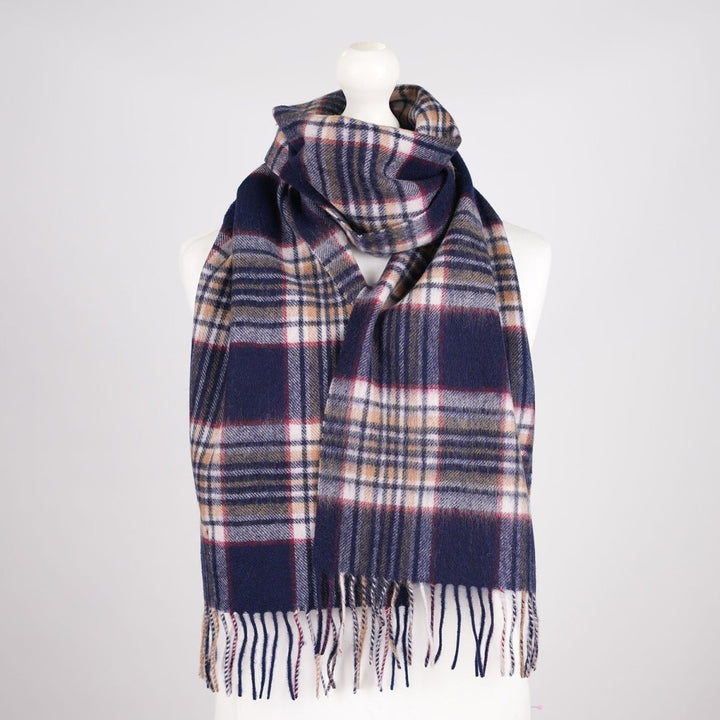 Edinburgh 100% Lambswool Scarf – Premium Soft Wool Wrap - STEWART NAVY