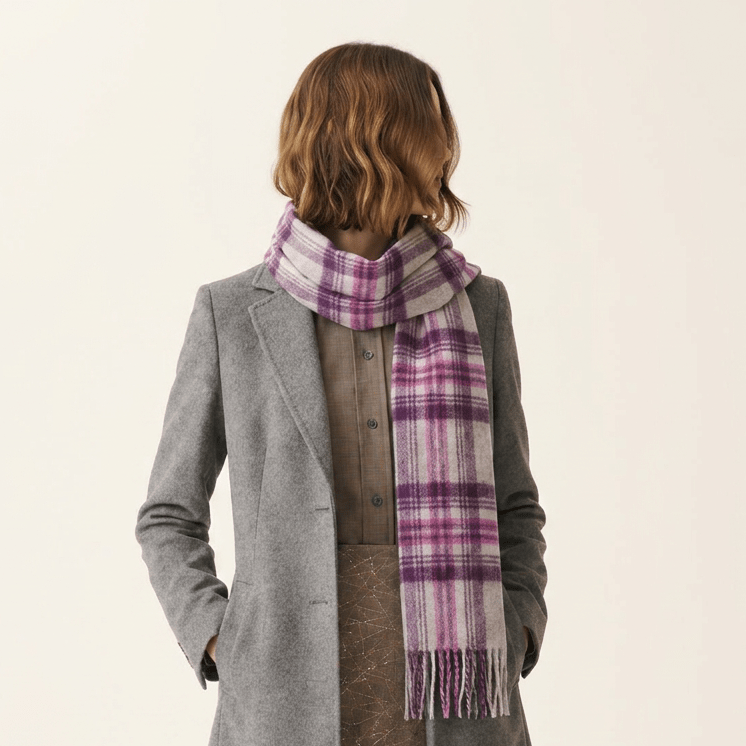 Edinburgh 100% Lambswool Scarf – Premium Soft Wool Wrap - STEWART PURPLE
