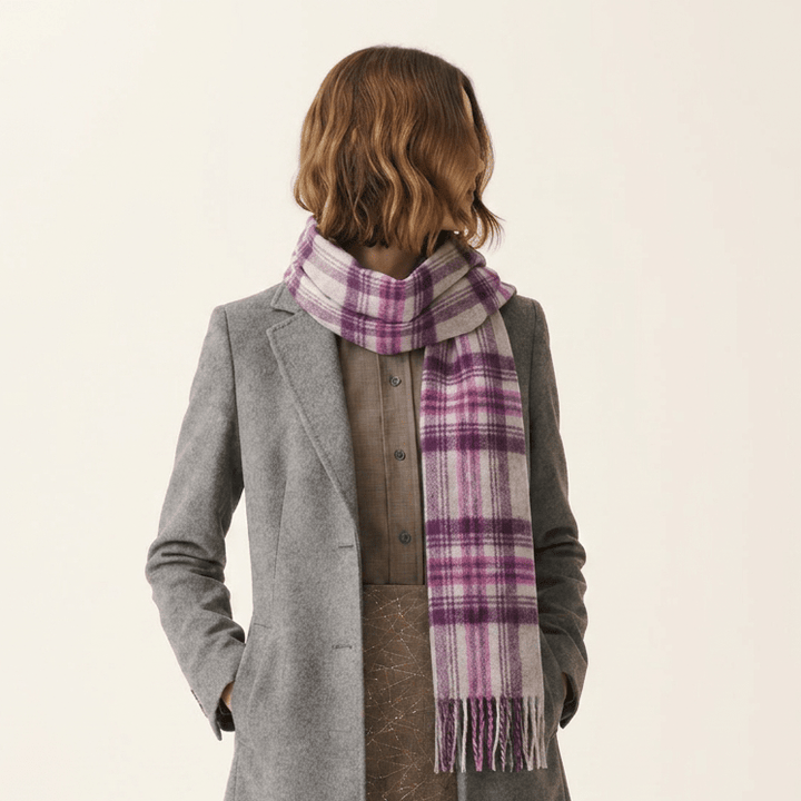 Edinburgh 100% Lambswool Scarf – Premium Soft Wool Wrap - STEWART PURPLE
