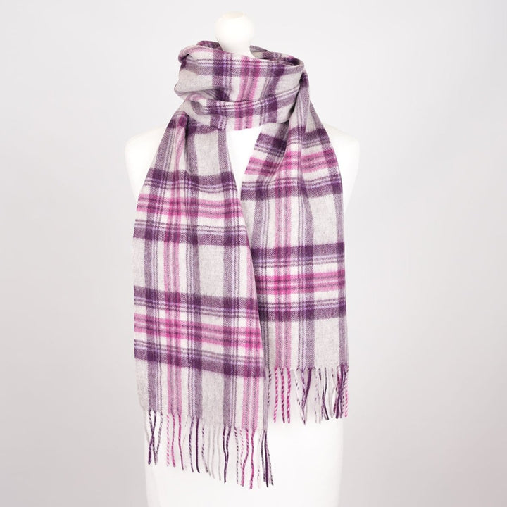 Edinburgh 100% Lambswool Scarf – Premium Soft Wool Wrap - STEWART PURPLE