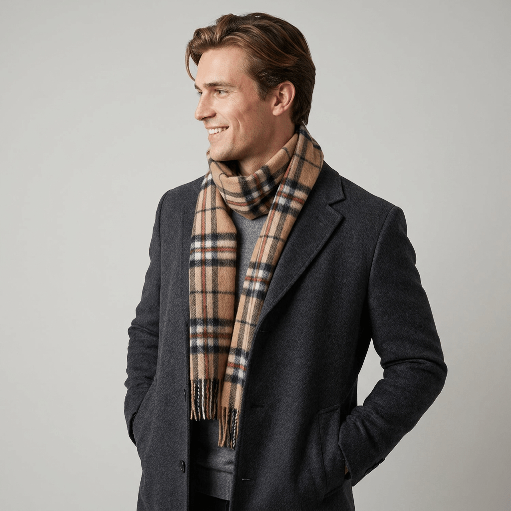 Edinburgh 100% Lambswool Scarf – Premium Soft Wool Wrap - THOMSON CAMEL