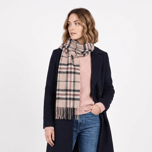 Edinburgh 100% Lambswool Scarf – Premium Soft Wool Wrap - THOMSON LIGHT BEIGE