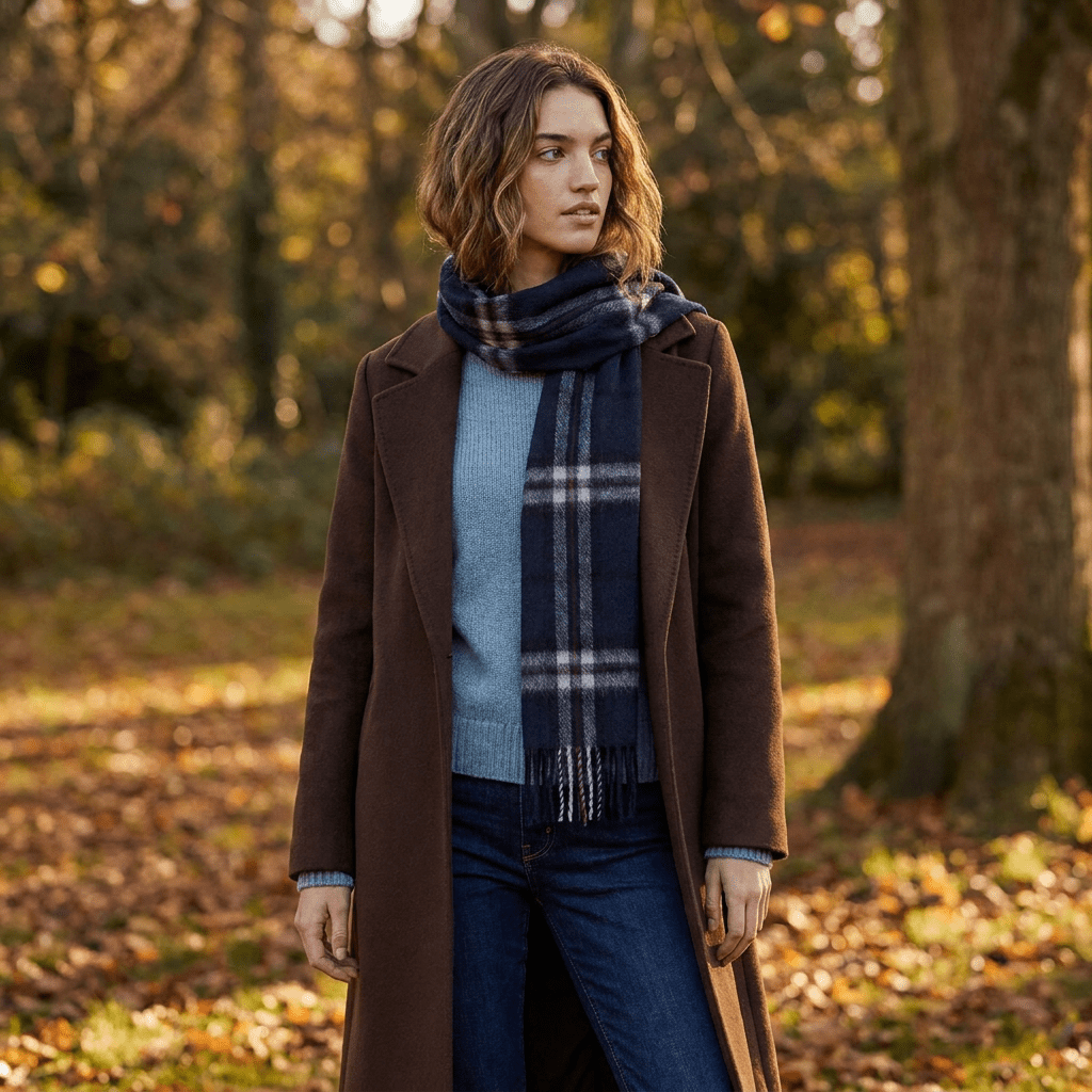 Edinburgh 100% Lambswool Scarf – Premium Soft Wool Wrap - THOMSON NAVY