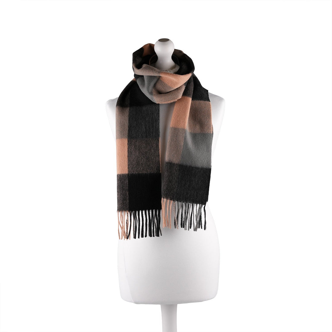 Edinburgh 100% Lambswool Tartan Scarf 3 Square Camel Mix 3 Square Camel Mix