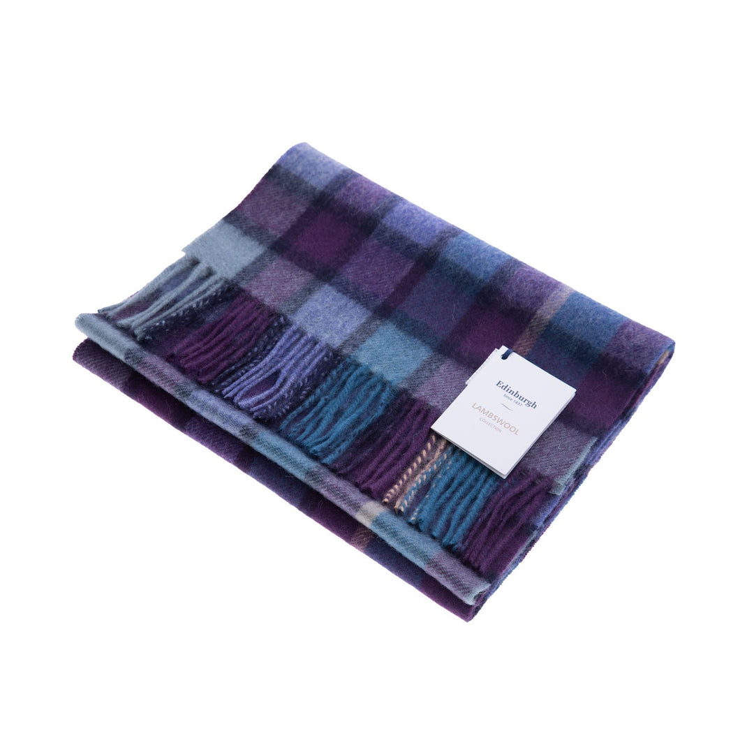 .Edinburgh 100% Lambswool Scarf – Premium Soft Wool Wrap - ARTILLERY CHECK NAVY