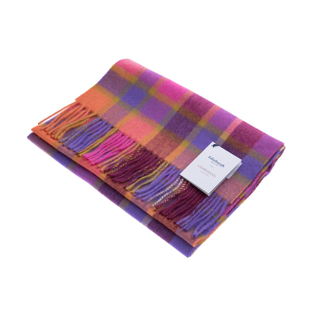 .Edinburgh 100% Lambswool Scarf – Premium Soft Wool Wrap - ARTILLERY CHECK ORANGE